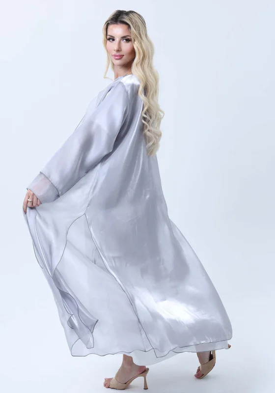 MSquare Fashion Grey Organza Abaya Set