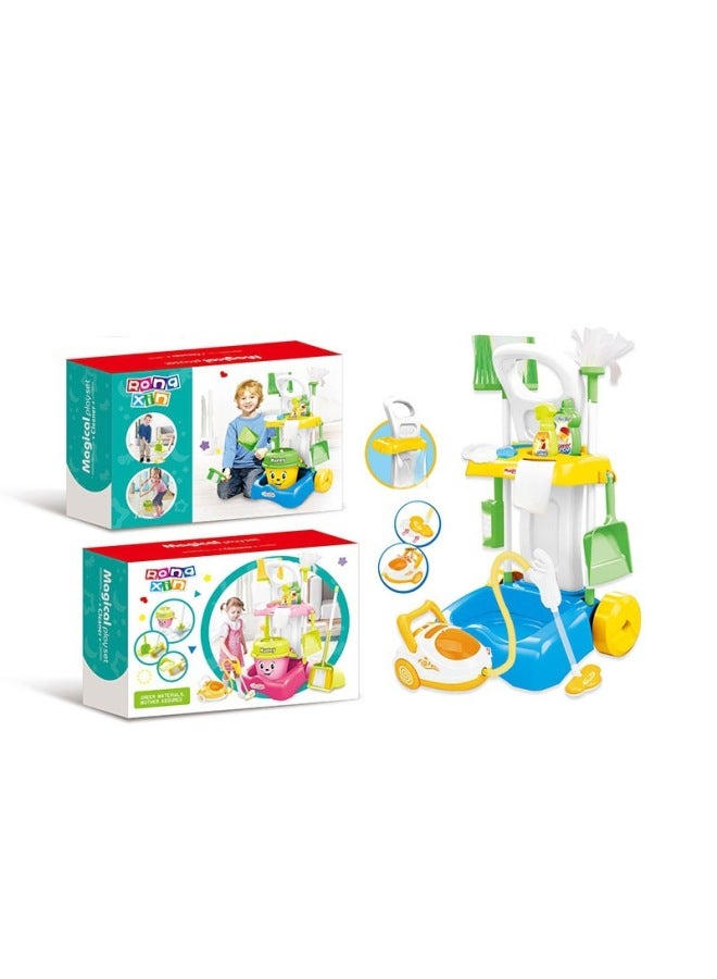 ألعاب منزلية للأولاد والبنات تنظف الأرضية، مكنسة الأطفال، ممسحة، مجموعة مكنسة صغيرة - اللون: مجموعة سيارة التنظيف (مكنسة كهربائية) للأولاد - Image 1