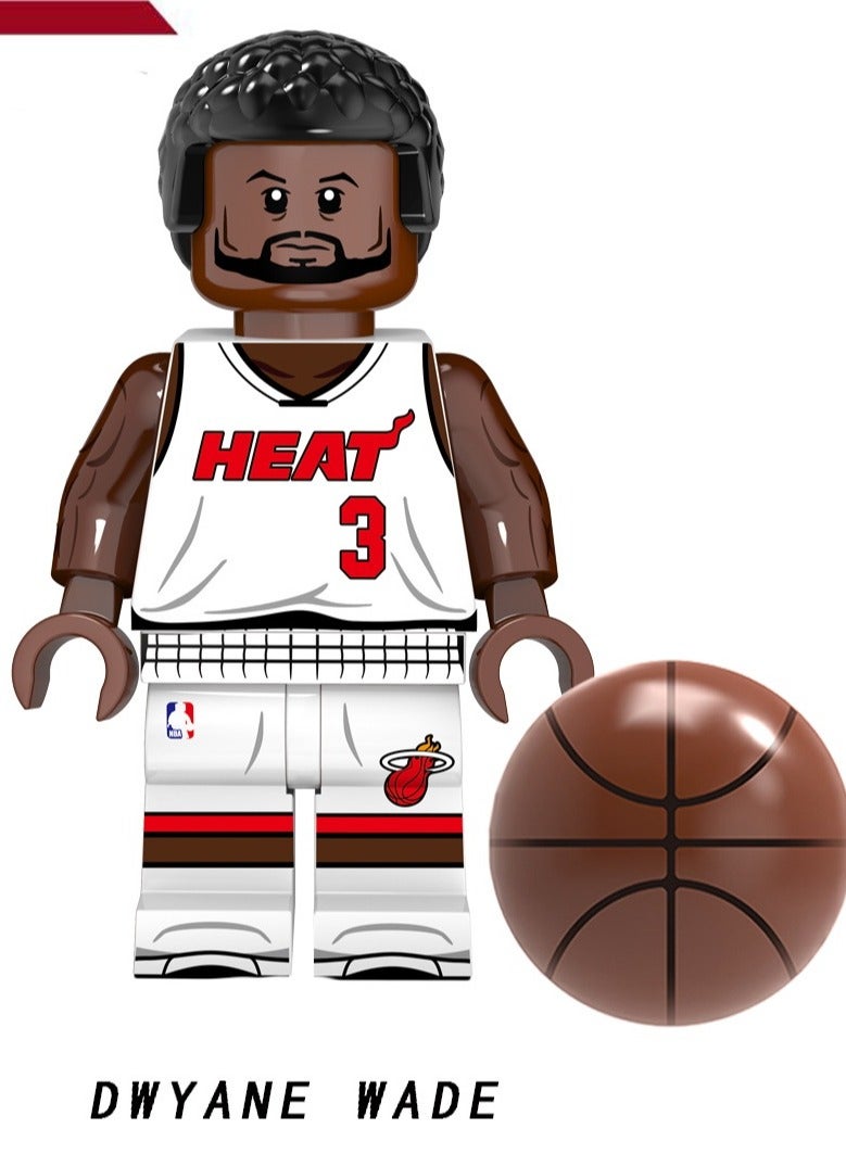 Nariele مجموعة من 9 ألعاب بناء على شكل تماثيل صغيرة من سلسلة نجوم كرة السلة - Image 3