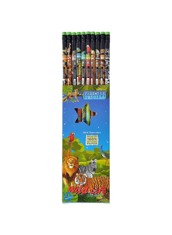 قلم رصاص HB-2 - سلسلة الحياة البرية - 10 قطع (متنوعة)