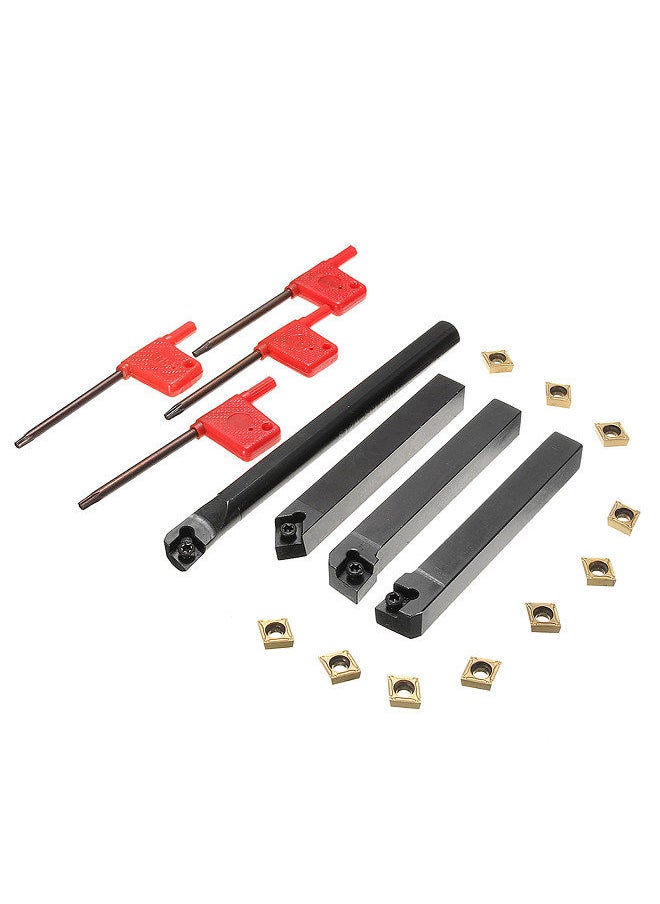 Generic - S12MSCLCR09+SCLCR1212H09+SCLCL1212H09+SCMCN1212H09 4 PCS 12MM Shank Lathe Turning Tool Holder Boring Bar + 10PCS Carbide Insert + 4PCS Wrench - Image 1