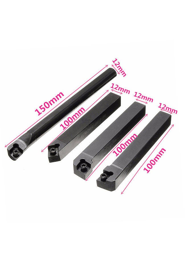 Generic - S12MSCLCR09+SCLCR1212H09+SCLCL1212H09+SCMCN1212H09 4 PCS 12MM Shank Lathe Turning Tool Holder Boring Bar + 10PCS Carbide Insert + 4PCS Wrench - Image 1