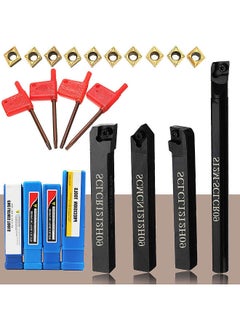S12MSCLCR09+SCLCR1212H09+SCLCL1212H09+SCMCN1212H09 4 PCS 12MM Shank Lathe Turning Tool Holder Boring Bar + 10PCS Carbide Insert + 4PCS Wrench