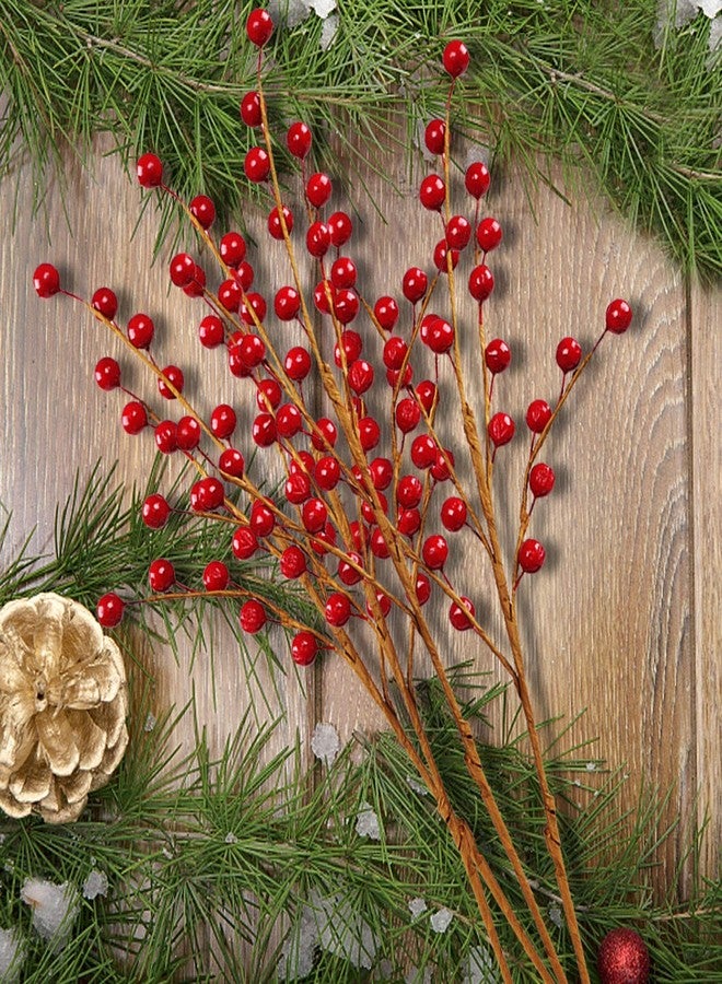 دكتور دودو ١٢ غصنًا من أغصان التوت الأحمر من دكتور دودو - أغصان سلكية مزخرفة لتزيين شجرة عيد الميلاد، وديكورات العطلات، وتنسيقات الزهور الحريرية، والأعمال اليدوية المنزلية - Image 5