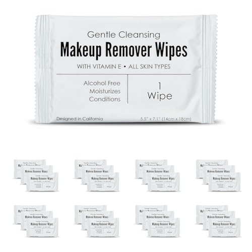 World Amenities Bulk Makeup Remover Wipes 50 Count Individually Wrapped Gentle Cleansing Alcohol Free All Skin Types Vitamin E 100 Recyclable Hotel Travel Size Toiletries