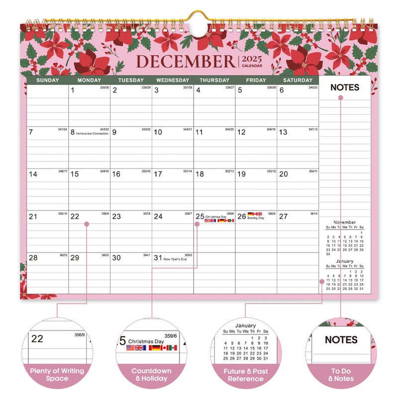 Taja 2026 Calendar, 21-Month Wall Calendar Runs from Oct 2025 to Jun 2027, 11.5" x 14.7",Large Monthly Calendar with Twin-Wire Binding, Perfect for Home or Office -Twilight Petals - Image 2