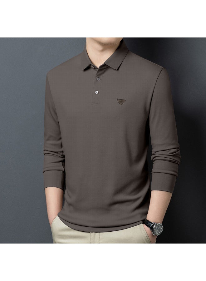 Septwolves Autumn Men's Long Sleeve Polo Shirt, Versatile Casual Turn-down Collar, Breathable Lightweight Fashion Simple Comfortable Top For Men - Image 4