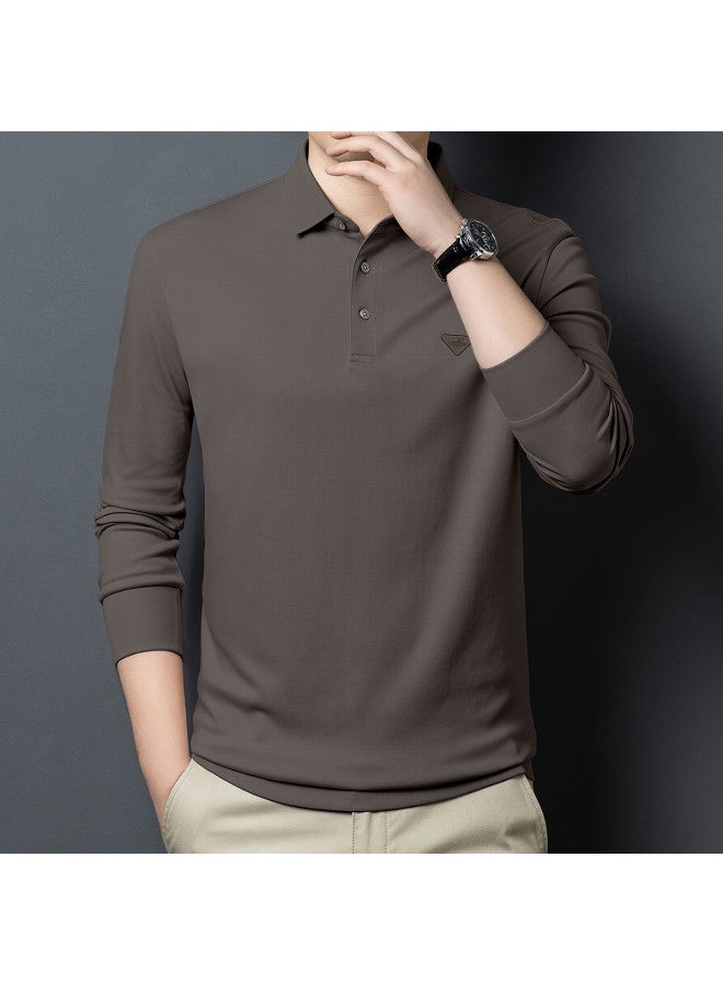 Septwolves Autumn Men's Long Sleeve Polo Shirt, Versatile Casual Turn-down Collar, Breathable Lightweight Fashion Simple Comfortable Top For Men - Image 2
