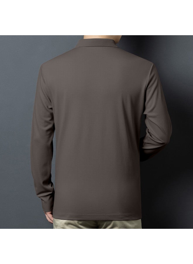Septwolves Autumn Men's Long Sleeve Polo Shirt, Versatile Casual Turn-down Collar, Breathable Lightweight Fashion Simple Comfortable Top For Men - Image 3