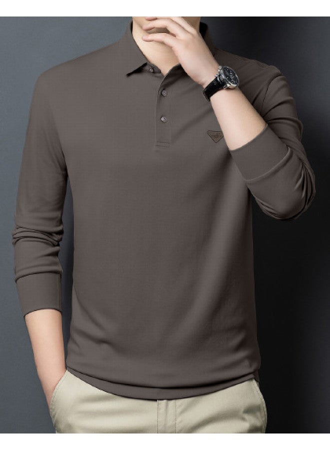 Septwolves Autumn Men's Long Sleeve Polo Shirt, Versatile Casual Turn-down Collar, Breathable Lightweight Fashion Simple Comfortable Top For Men - Image 1
