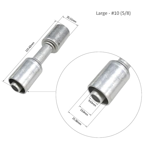 WYZBEN 3 Pcs #6#8#10 AC Aluminum Fitting Straight Aluminum Beadlock Splice Fitting for A/C Standard Barrier Hose 3/8 1/2 5/8 - Image 4