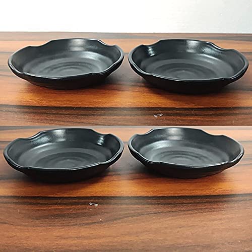DECOR VIBES Melamine Dahi Bhalla and Chat Plate, Snack and Appetizer Plate, Tray for Party and Daily use Serving Platter, Unbreakable (Matt Black, Dia 6 Inch, Pack of 12) - Image 3
