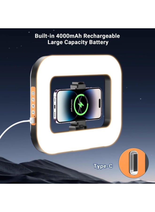 حلقة إضاءة محمولة، إضاءة ملء التصوير الفوتوغرافي، حامل فيديو للهواتف الذكية مع إضاءة، إضاءة سيلفي LED للمكياج، إضاءة LED محمولة 20 واط مع باور بانك مدمج 4000 مللي أمبير/ساعة، مصابيح إضاءة ملء للهواتف الذكية والكاميرات والبث المباشر على تيك توك وتدوين الفيديو على يوتيوب وتصوير المكياج - Image 5