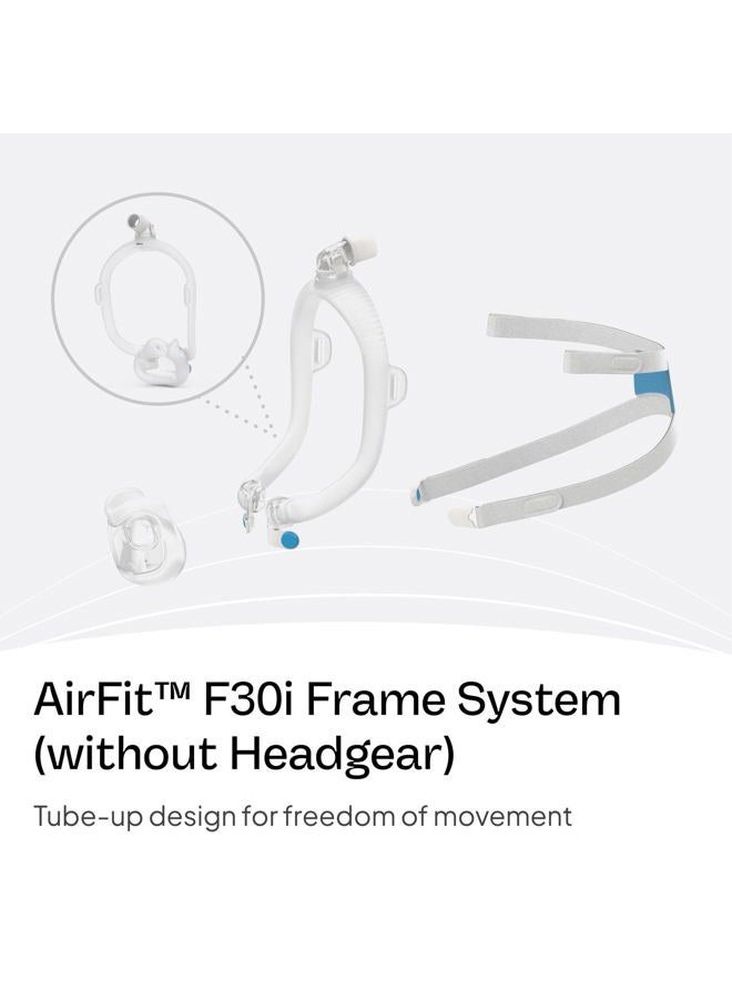Resmed نظام إطار Resmed AirFit F30i - لنظام قناع CPAP كامل الوجه - ملحقات CPAP بديلة - صغير - بدون حزام رأس - وسادة متوسطة - Image 3
