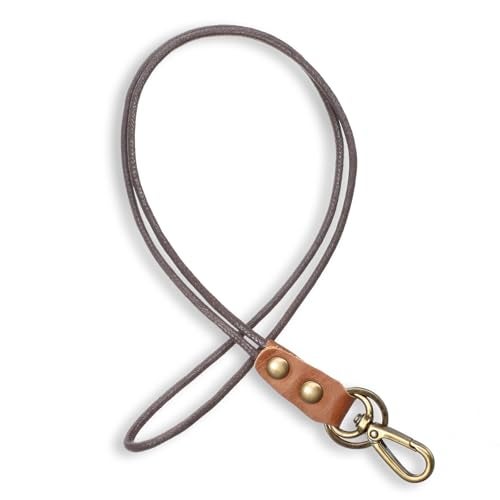Lnngub Leather Lanyard,Retro Leather Lanyards for ID Badges,Keys(13.8 In Neck Lanyard,Brown) - Image 1