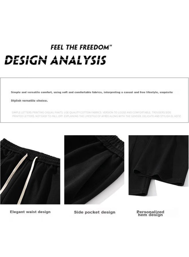 Foss Phil Men's Loose Wide-leg Straight Pants, High Street Draping Casual Trousers For Spring And Summer, 901 Black XL - Image 4