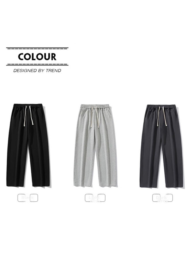 Foss Phil Men's Loose Wide-leg Straight Pants, High Street Draping Casual Trousers For Spring And Summer, 901 Black XL - Image 3