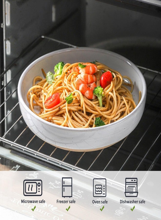 Tikooere Pasta Bowls 26 OZ,Ceramic Salad Serving Bowls Set of 4,Large 8.2 inch Shallow Bowls Plates for Soup,Fruit,Noodle,Dinner,Dishwasher & Microwave Safe,White - Image 3