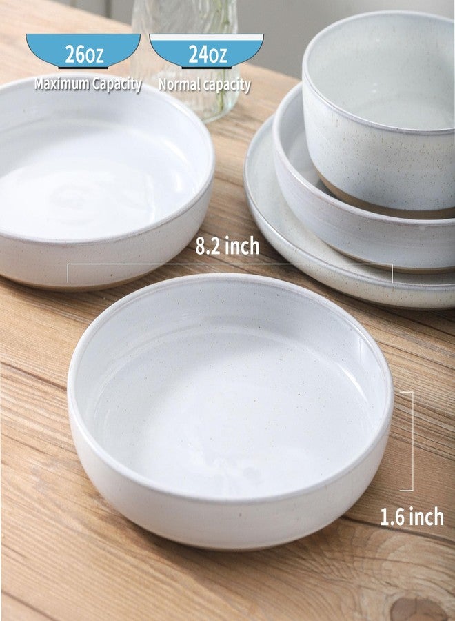 Tikooere Pasta Bowls 26 OZ,Ceramic Salad Serving Bowls Set of 4,Large 8.2 inch Shallow Bowls Plates for Soup,Fruit,Noodle,Dinner,Dishwasher & Microwave Safe,White - Image 2