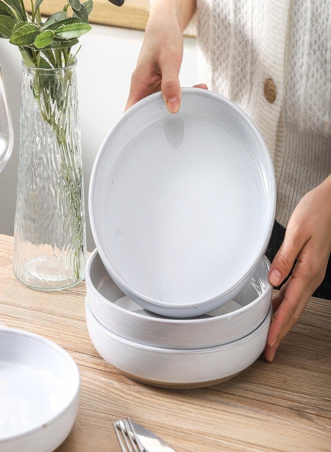 Tikooere Pasta Bowls 26 OZ,Ceramic Salad Serving Bowls Set of 4,Large 8.2 inch Shallow Bowls Plates for Soup,Fruit,Noodle,Dinner,Dishwasher & Microwave Safe,White - Image 5