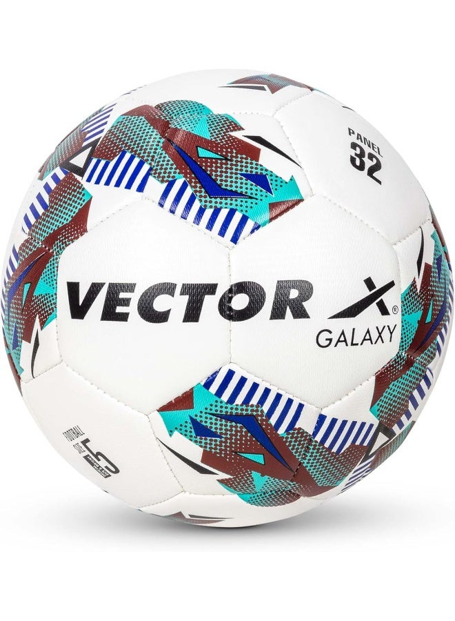 Vector X Galaxy TPU Machine Stitched Football – Professional Soccer Ball for Training & Match Play, Indoor & Outdoor, Durable High-Performance Ball, Size 5, Green-Blue - Image 1