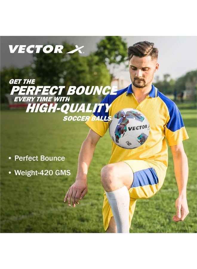 Vector X Galaxy TPU Machine Stitched Football – Professional Soccer Ball for Training & Match Play, Indoor & Outdoor, Durable High-Performance Ball, Size 5, Green-Blue - Image 5