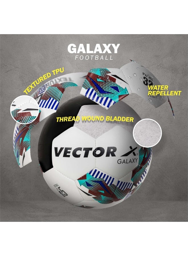 Vector X Galaxy TPU Machine Stitched Football – Professional Soccer Ball for Training & Match Play, Indoor & Outdoor, Durable High-Performance Ball, Size 5, Green-Blue - Image 2