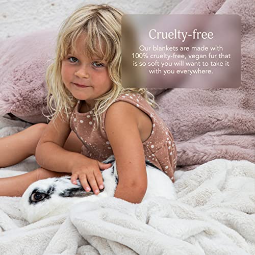 UnHide Cuddle Puddle | Faux Fur Blanket | Oversized, Lightweight, Extra Soft Blanket | Machine Washable | Add a Layer of Softness to Any Bed or Couch | 100” x 100” | Beige Bear - Image 4