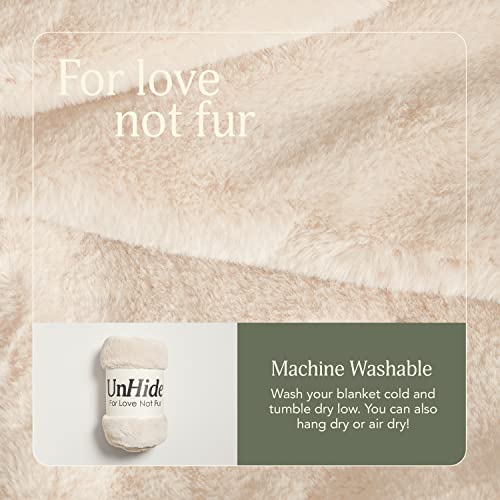 UnHide Cuddle Puddle | Faux Fur Blanket | Oversized, Lightweight, Extra Soft Blanket | Machine Washable | Add a Layer of Softness to Any Bed or Couch | 100” x 100” | Beige Bear - Image 3