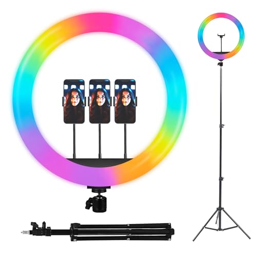 IZI Light 16" RGB LED Ring Light with Stand, 7' Foldable Tripod - 28+ Multicolor, Professional Studio Kit for YouTube, Video Shoots, Live Streaming, Selfie Lights, Makeup, iPhone & Cameras Compatible - Image 1