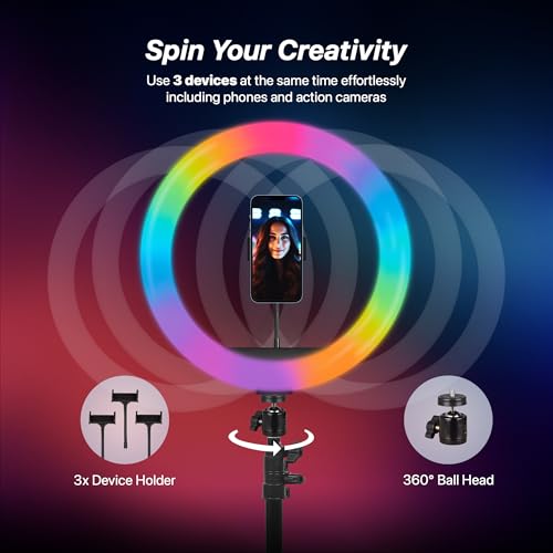 IZI Light 16" RGB LED Ring Light with Stand, 7' Foldable Tripod - 28+ Multicolor, Professional Studio Kit for YouTube, Video Shoots, Live Streaming, Selfie Lights, Makeup, iPhone & Cameras Compatible - Image 4