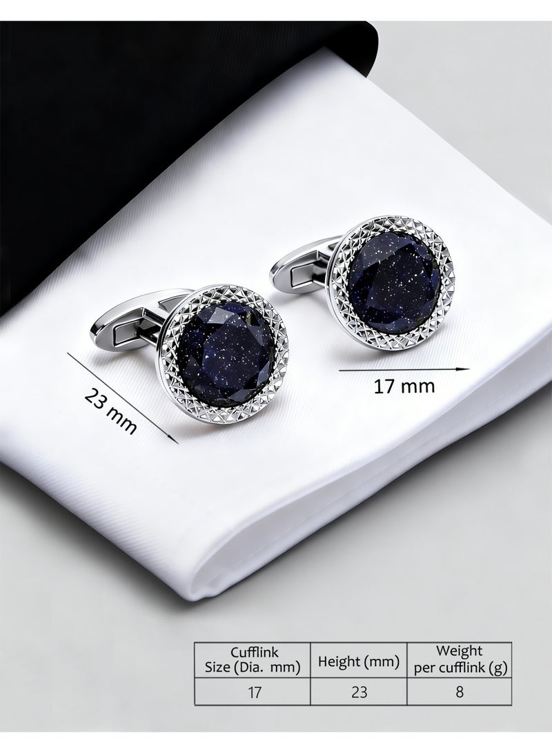 HomeNoor Classic Midnight Sky Cufflinks, Elegant Formal French Cufflinks for Business, Wedding and Daily Wear, Stylish Shirt Cuff Links for Special Events, Perfect Gift Idea for Men & Women - Image 2