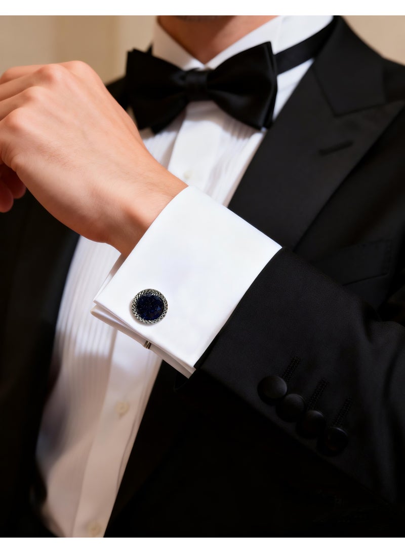 HomeNoor Classic Midnight Sky Cufflinks, Elegant Formal French Cufflinks for Business, Wedding and Daily Wear, Stylish Shirt Cuff Links for Special Events, Perfect Gift Idea for Men & Women - Image 4