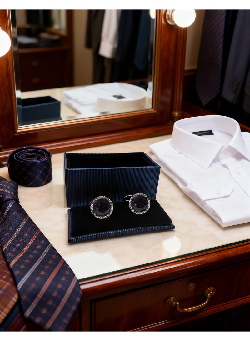 HomeNoor Classic Midnight Sky Cufflinks, Elegant Formal French Cufflinks for Business, Wedding and Daily Wear, Stylish Shirt Cuff Links for Special Events, Perfect Gift Idea for Men & Women - Image 5