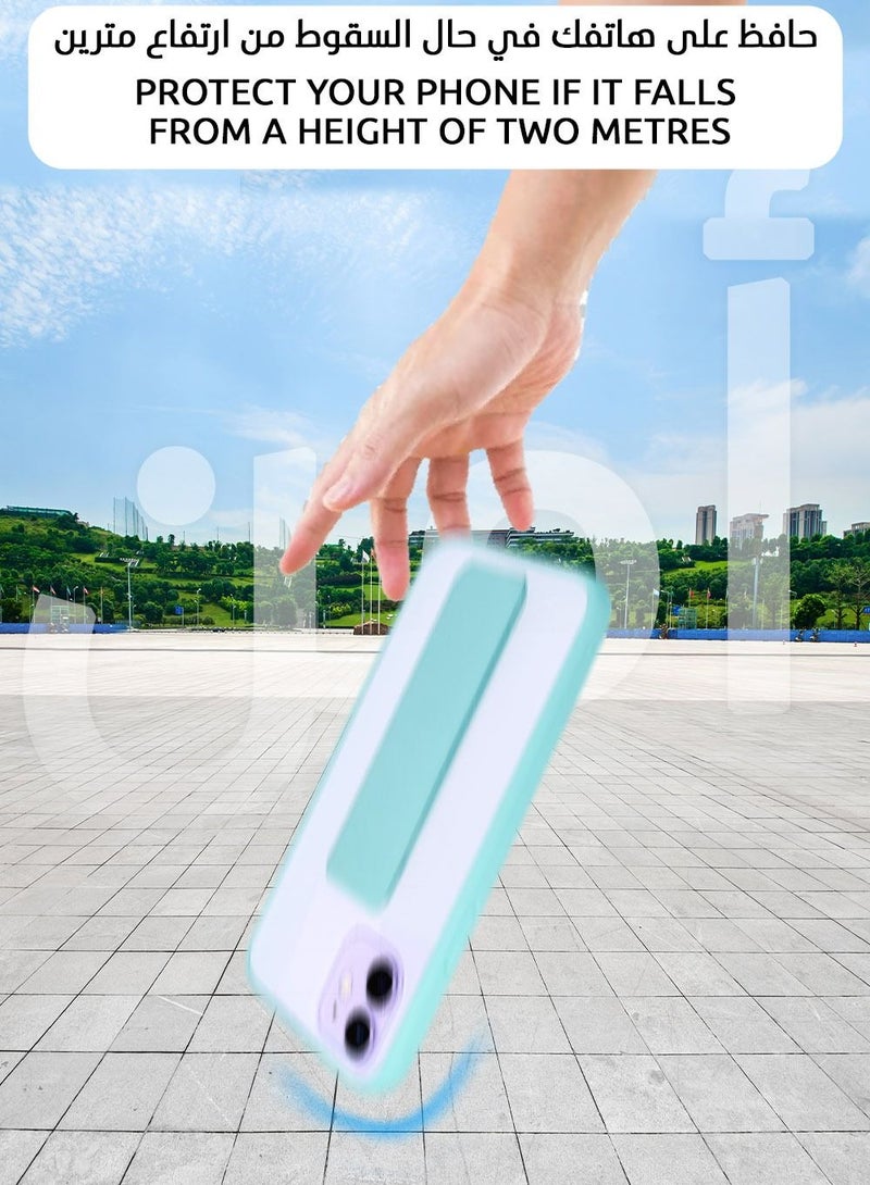 لنكوو غطاء هاتف مع قبضة يد غطاء مضاد للصدمات لهاتف أبل آيفون 12 /12 برو أخضر نعناعي - Image 2