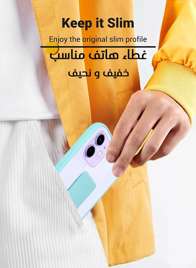 لنكوو غطاء هاتف مع قبضة يد غطاء مضاد للصدمات لهاتف أبل آيفون 12 /12 برو أخضر نعناعي - Image 3