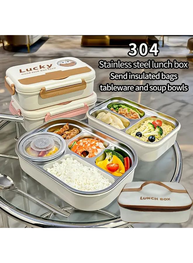 Pink Large Insulated Lunch Bag with Soup Bowl Spoon Fork Leakproof Portable Meal Container Microwave Safe Dish - Image 2