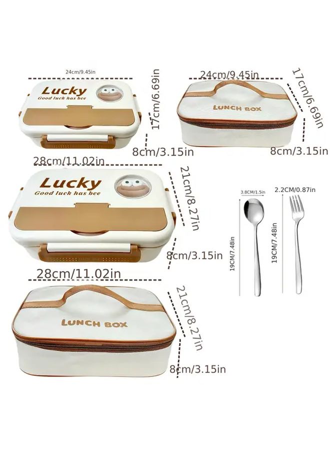 Pink Large Insulated Lunch Bag with Soup Bowl Spoon Fork Leakproof Portable Meal Container Microwave Safe Dish - Image 3