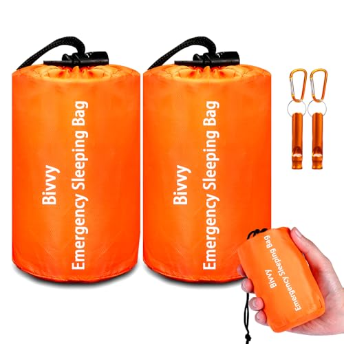 Cymuber Emergency Sleeping Bag Survival Bag, Cymuber Portable Waterproof Thermal Bivy Sacks Tac Bivvy Bags,Camping Mylar Sleeping Bag Survival Gear Emergency Blankets Survival Shelter - Image 1