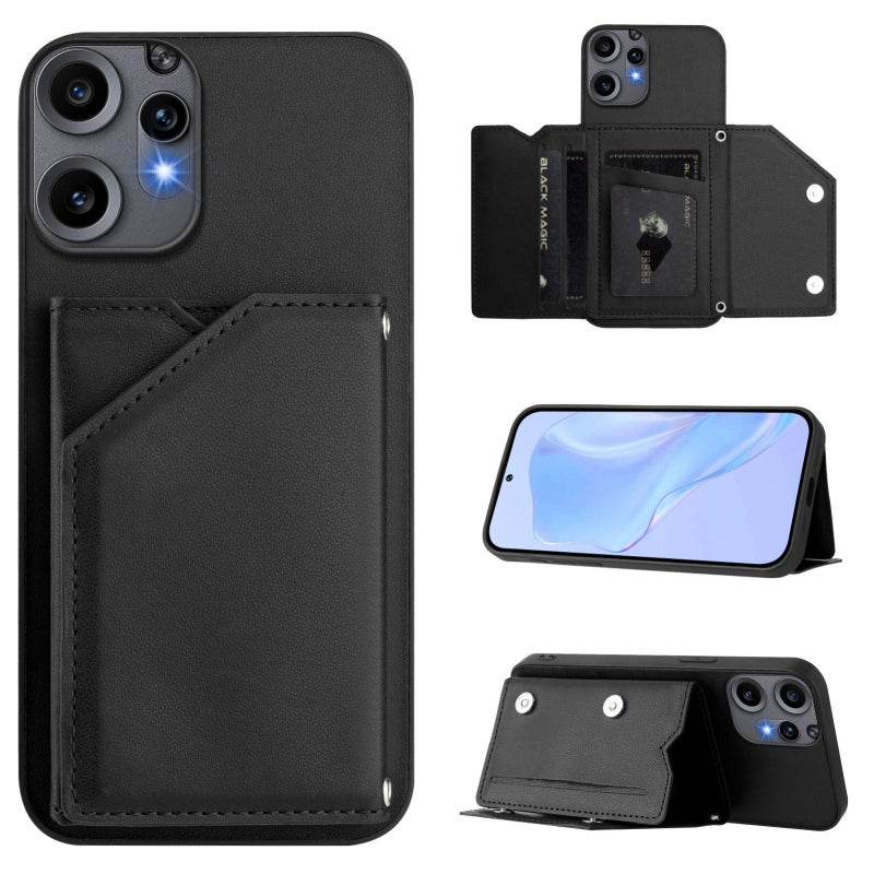 إيروريكس جراب هاتف For Nothing CMF Phone 2 Pro Feel بأربع فتحات للبطاقات مع حزام معصم (أسود) - Image 1