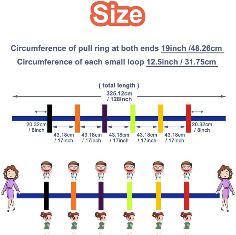KAVIL Walking Rope for Preschool Line Up Rope with Rings for Kids Toddlers to Walk Together Safety Daycare Leash Straps with Handles Teachers School Belt Colorful Line Holder 12 Children  2 Adults - Image 3