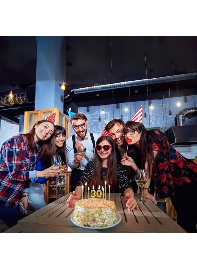 شمعة رقم 10 و6 شموع عصا في حامل لأعياد الميلاد، شموع للكعكة، شمعة عيد الميلاد، زينة أعلى الكعكة لحفلات أعياد الميلاد والذكرى السنوية للزفاف (ذهبي، 8 قطع) - Image 4
