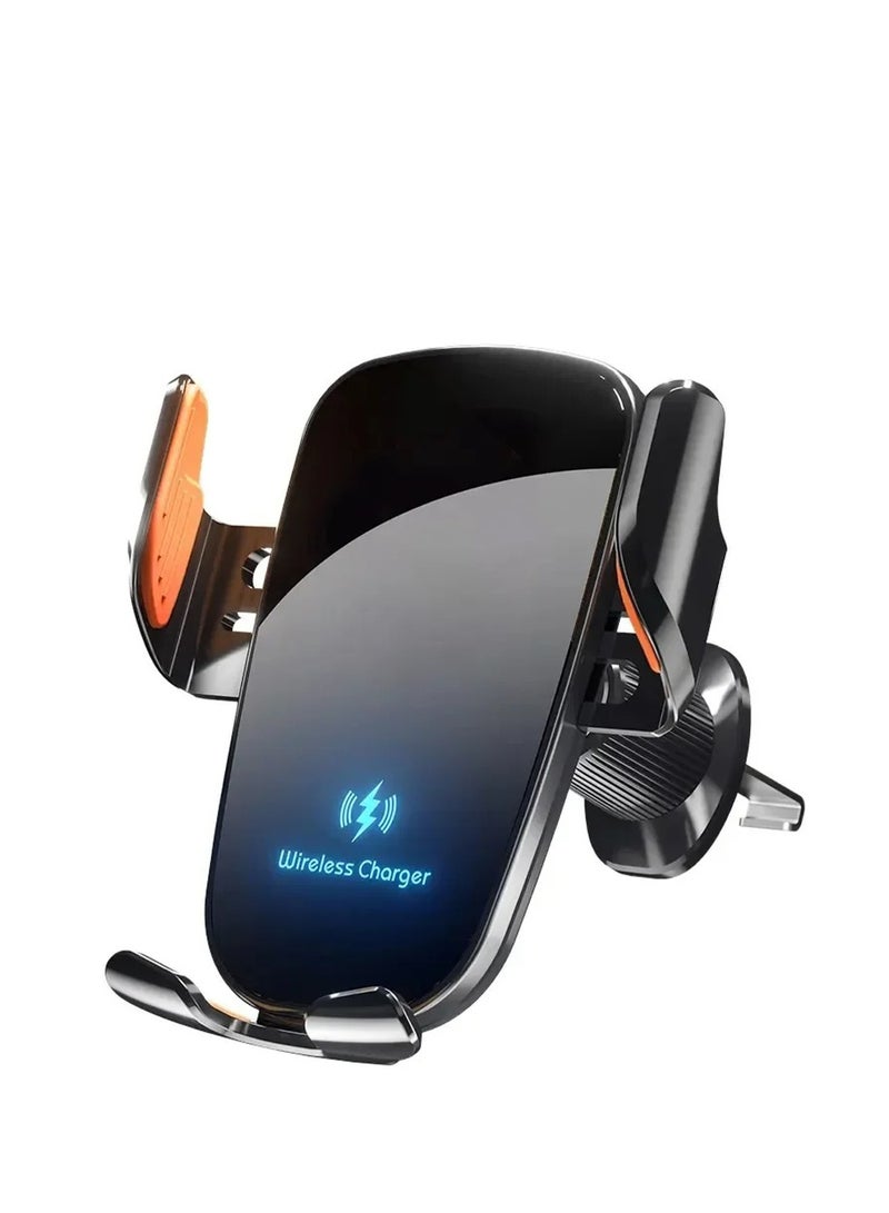 FDTY شاحن سيارة لاسلكي شحن سريع يدوي التثبيت حامل هاتف للسيارة على فتحة التهوية لهواتف Samsung Android و iPhone 16 و 15 و 14 و 13 - Image 1