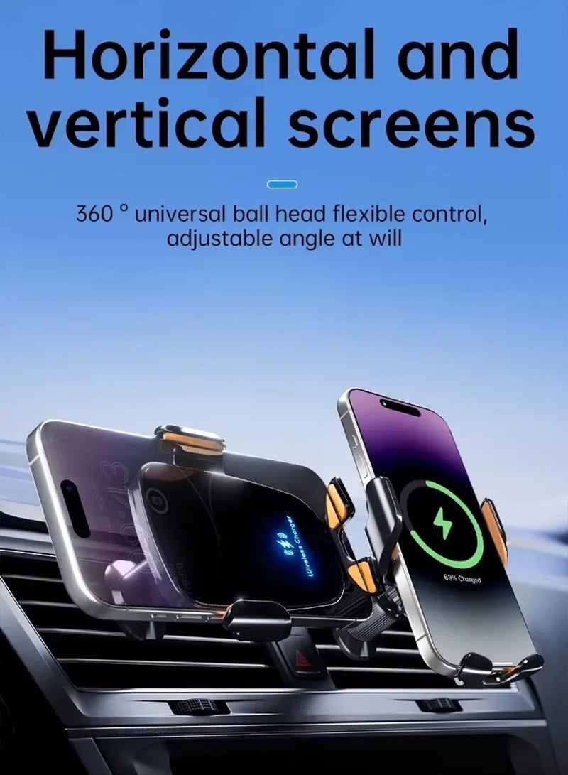 FDTY شاحن سيارة لاسلكي شحن سريع يدوي التثبيت حامل هاتف للسيارة على فتحة التهوية لهواتف Samsung Android و iPhone 16 و 15 و 14 و 13 - Image 5
