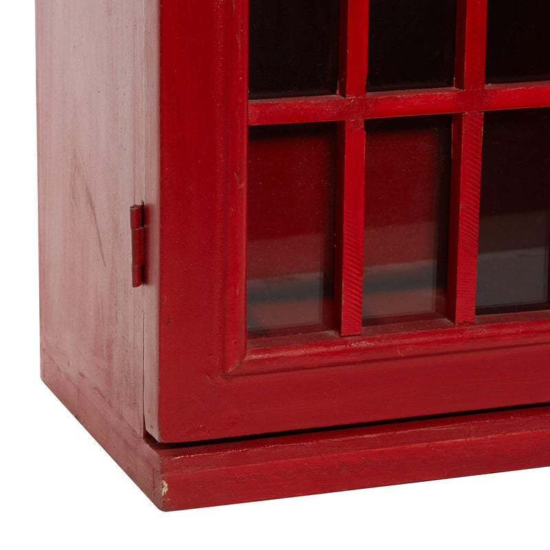 Deco 79 Wooden Telephone Room Storage Unit Vintage London Booth 2 Shelf Storage Cabinet, Accent Cabinet 11" x 9" x 30", Red - Image 5