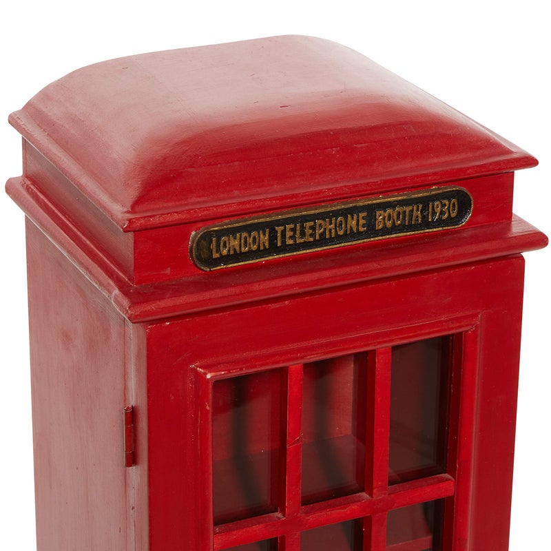 Deco 79 Wooden Telephone Room Storage Unit Vintage London Booth 2 Shelf Storage Cabinet, Accent Cabinet 11" x 9" x 30", Red - Image 4