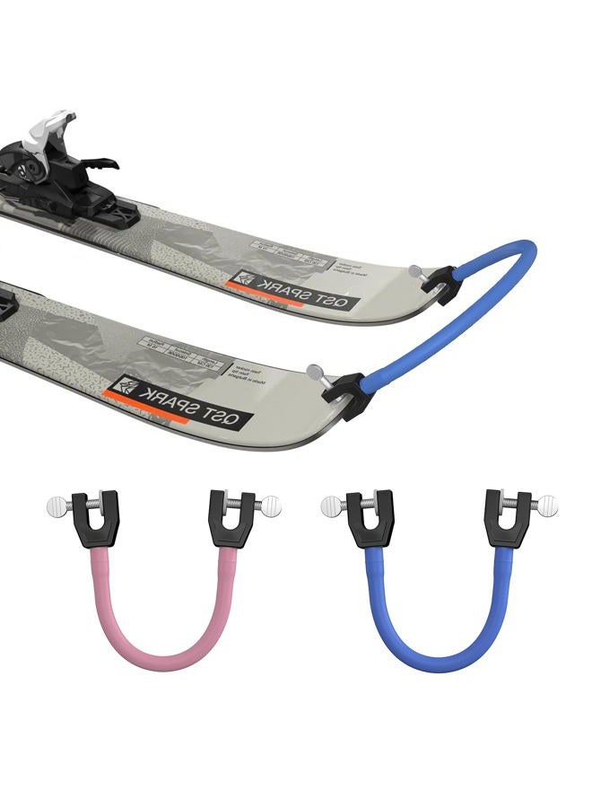 YEESOOM Edgie Wedgie Ski Tip Connector - Edgie Wedgie Ski for Kids 2 PCS for Beginners Skiing Training and Speed Control, Ski Accessories Edgy Wedgy Ski Kids Training Aid, Blue & Pink - Image 1