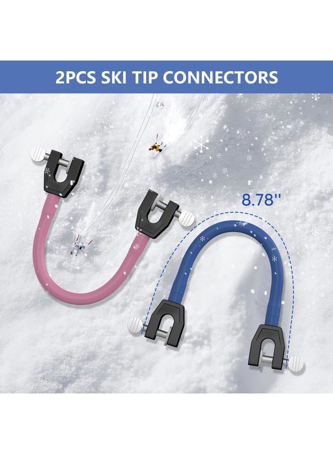 YEESOOM Edgie Wedgie Ski Tip Connector - Edgie Wedgie Ski for Kids 2 PCS for Beginners Skiing Training and Speed Control, Ski Accessories Edgy Wedgy Ski Kids Training Aid, Blue & Pink - Image 2