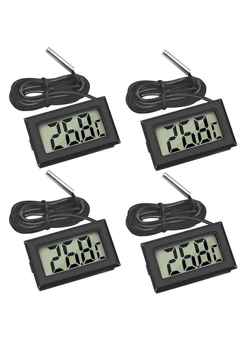 4 x Mini LCD Digital Thermometer with Probe Electronic Temperature Monitor for Aquarium Refrigerator Greenhouse and Car  - Image 1