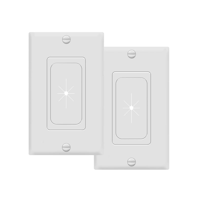 TOPGREENER Flexible Rubber Wall Grommet Insert with Decorator Wall Plate, Pass Through Plate for Low-Voltage Cables, Size 1-Gang 4.50" x 2.75," Polycarbonate Thermoplastic, TG8901-2PCS, White, 2 Pack - Image 1